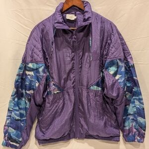 Vintage 80s / 90s Pierre Cardin Purple Blue Windbreaker Tracksuit Jacket MED